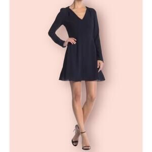 WAYF Navy Blue Long Sleeve Fit Flare Mini Dress SIZE XS 0 2 NWT NEW